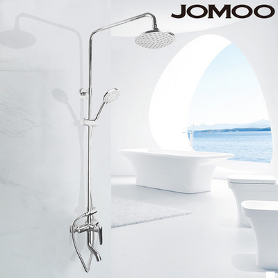 JOMOO九牧衛浴 全銅淋浴器太陽花灑套裝 可升降帶下出水 3666-126,灰色簡約現代衛浴置物搭配及圖片-一兜糖yidoutang.com
